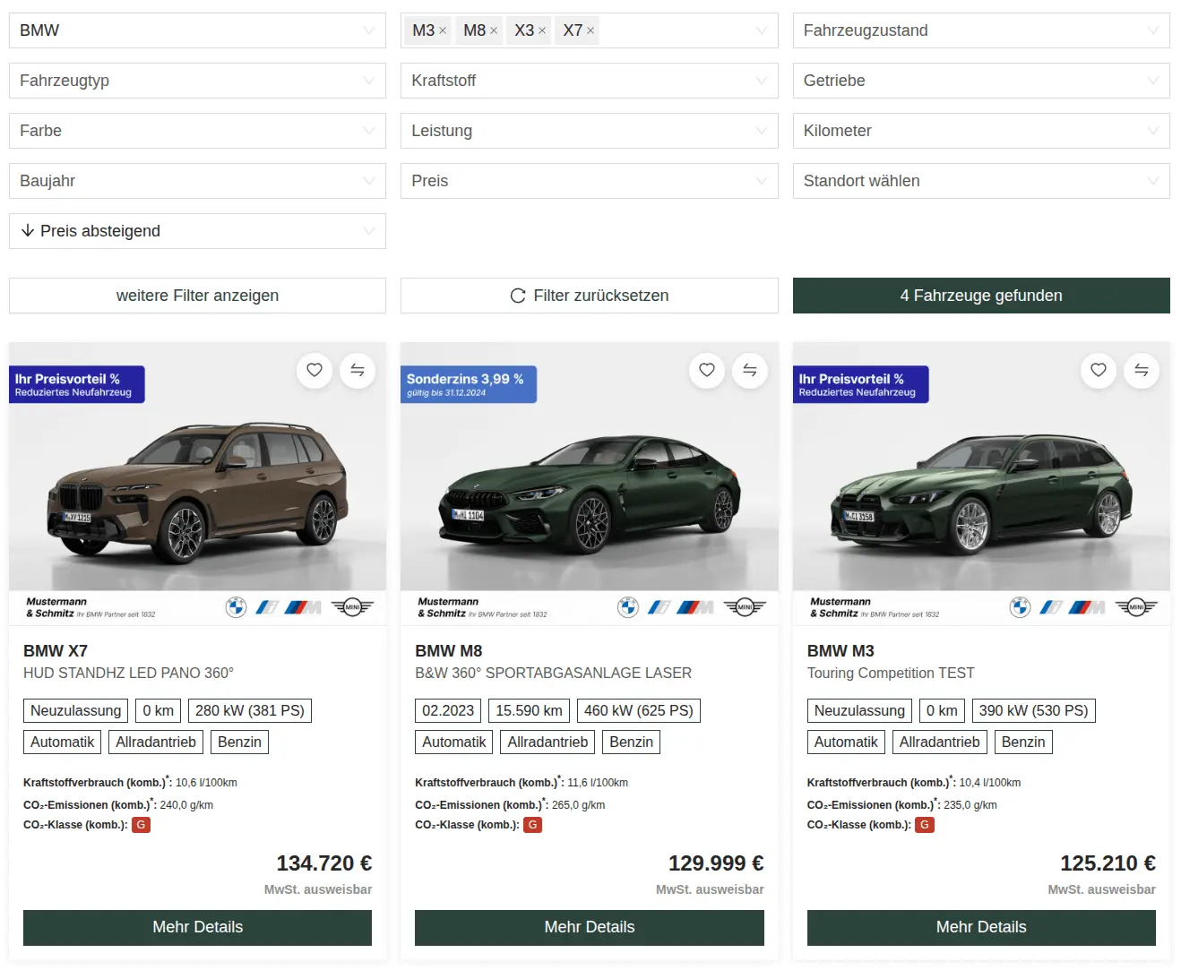 Professionelle Fahrzeugsuche fertig entwickelt